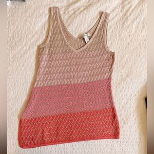 White House Black Market Pink and Red Tank Top